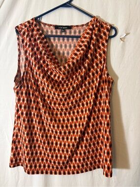 Orange Printed Cowl-Neck Camisole